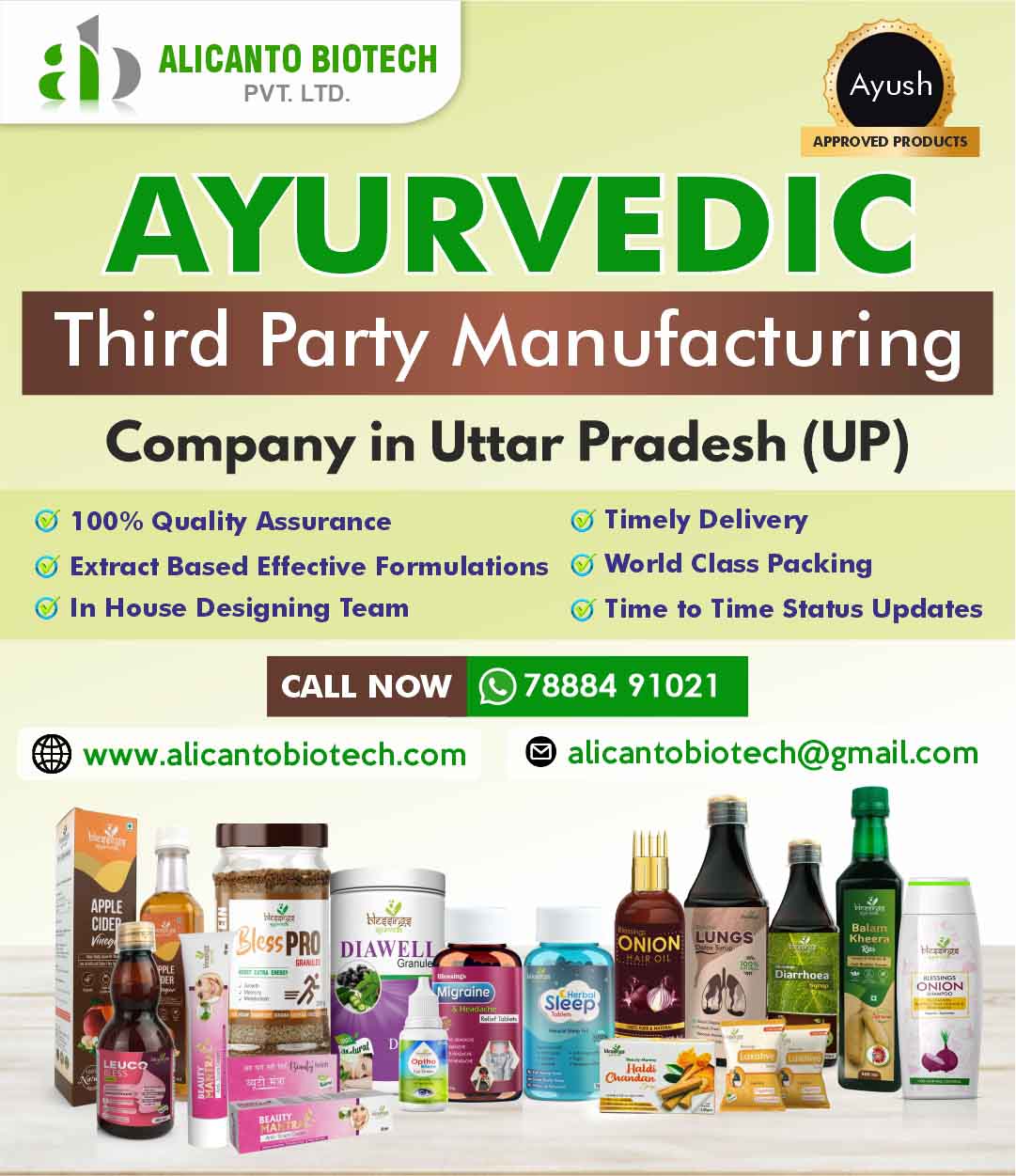 Ayurvedic Third Party Manufacturing Company in Uttar Pradesh - Alicanto Biotech