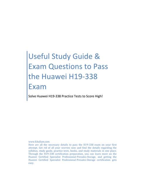 Useful Study Guide and Exam Questions to Pass the Huawei H19-338 Exam.pdf