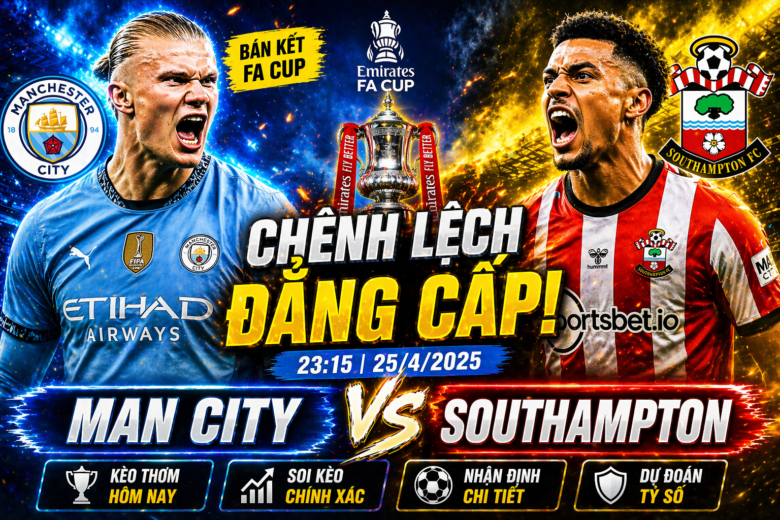 Soi kèo Man City vs Southampton, 23h15 ngày 25/4 – FA Cup